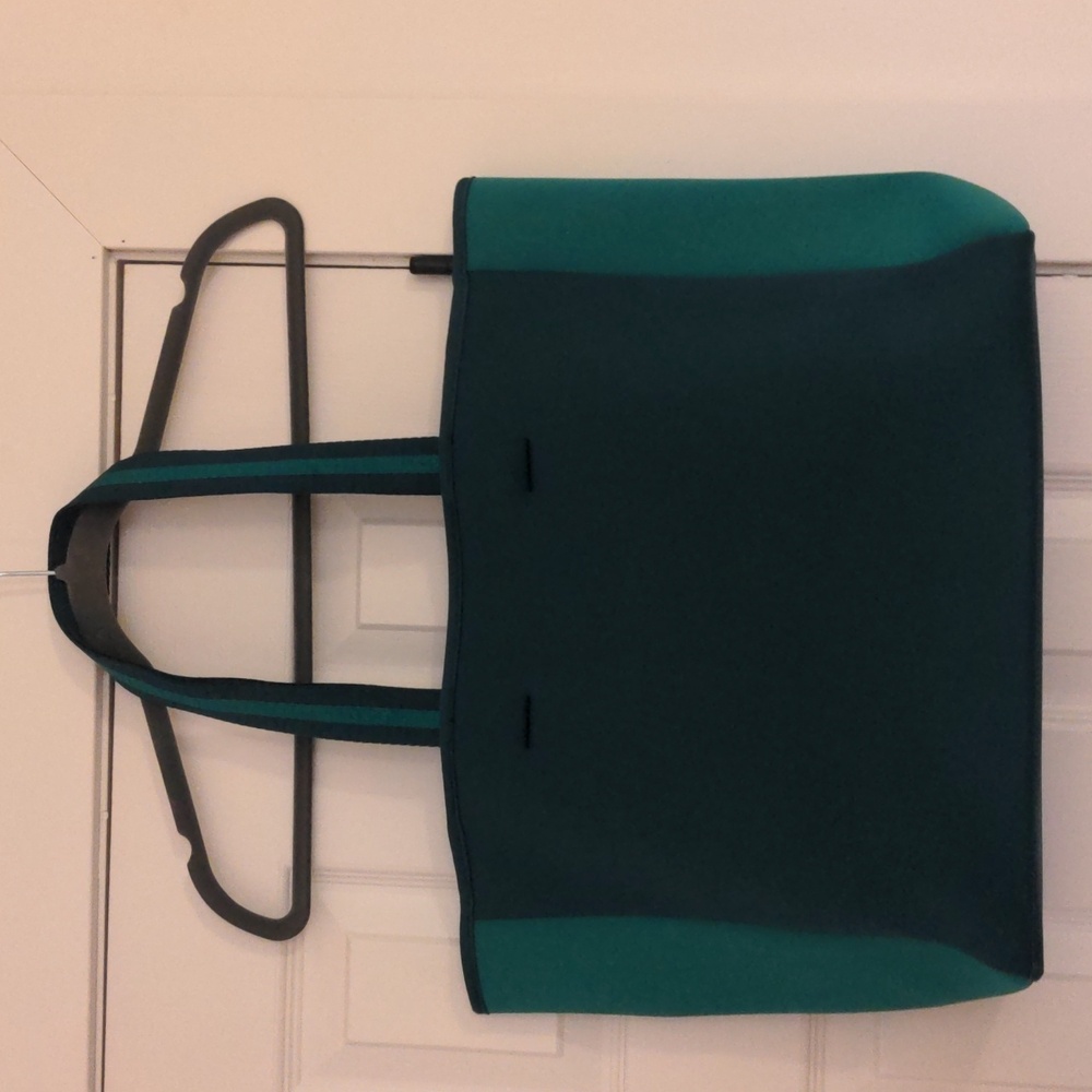 SUMMERSALT beach bag neoprene tote bag satchel green dual handle 19” x 12.5”